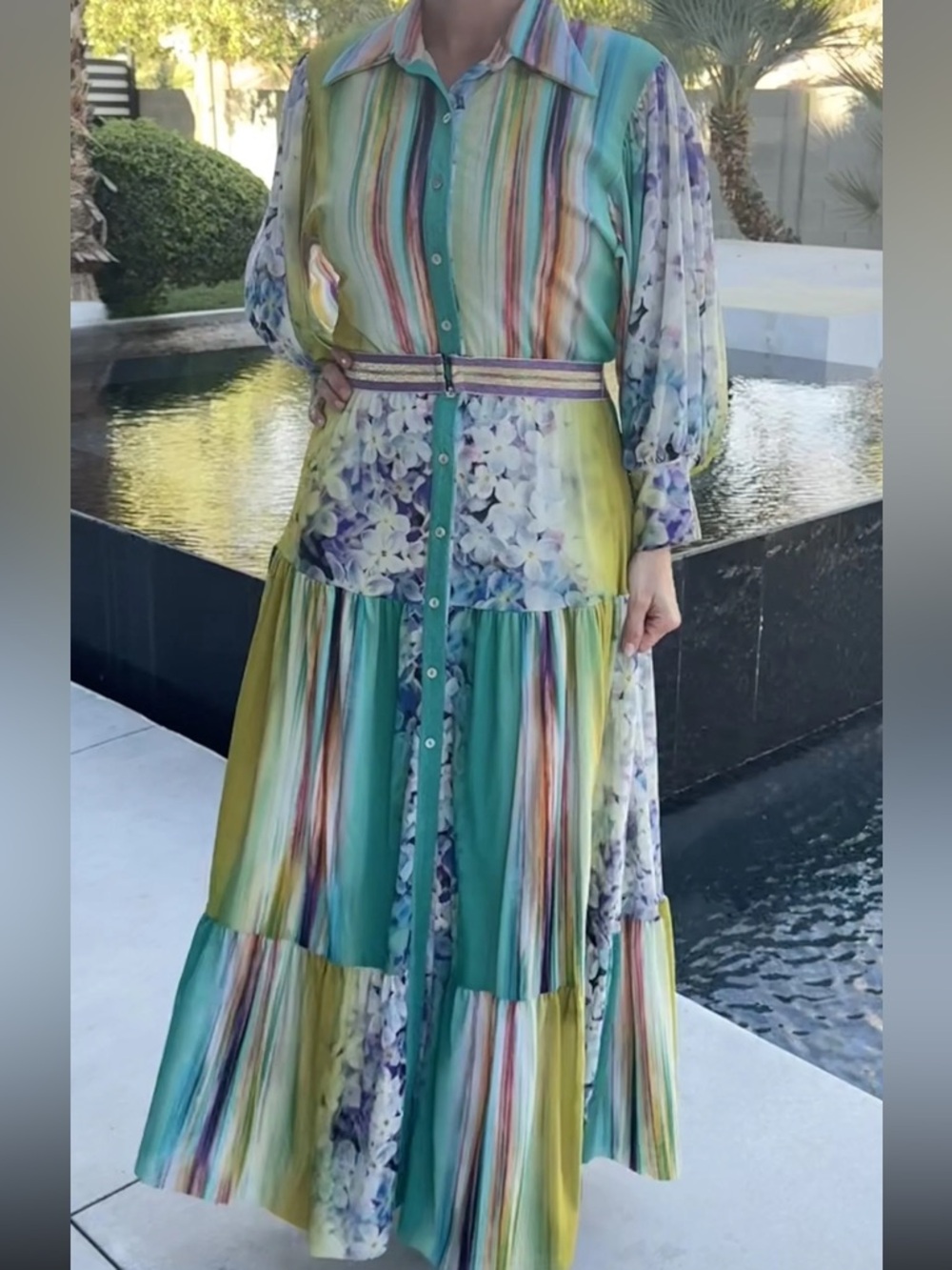 Nwt Spring garden button down maxi dress Mother’s Day tix toc viral - Picture 3 of 4